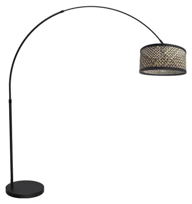 Obrázek produktu pro Stojací lampa - černá - Flair - bambus kov - oblouková lampa - E27 - 4652ZW - Mexlite