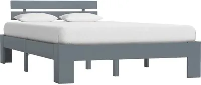 Image de Cadre de lit sans matelas gris bois de pin massif 120x200 cm