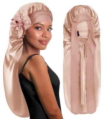 Image de Masque de nuit en satin réglable pour femmes, avec un nœud champagne