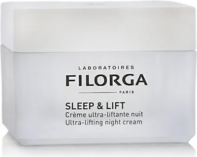 A white jar of Filorga Sleep & Lift Ultra Lifting Night Cream.