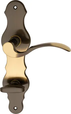 Produktbild von Marchesi Türbeschlag Löffelform | Türgriff für Innentür auf Schild WC 90 | Messing patiniert | ÖNORM