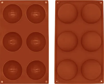 Image de 2 jeux de chocolat faire moule en silicone 6 trous semi-rond bonbons cupcake pudding cuire moule créatif DIY Handmad moule, rouge foncé