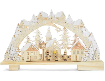 Produktbild von Riffelmacher LED Schwibbogen "Kurrendesänger im Dorf" 45 x 27 cm - 76242 | Natur Weiß