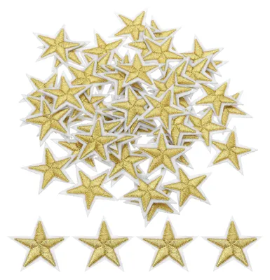 Bügelaufnäher Sterne Gold 4x4 cm 50 Stück