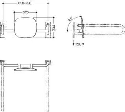 Produktbild von HEWI 805.51.906 98 Rückenstütze, WA = 150mm