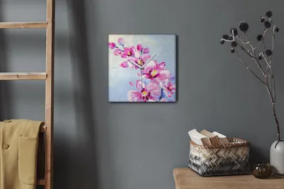 Produktbild von Coloray Hodiny Unikátní 30x30 cm  Tiché hodiny Pro obývací pokoj a kuchyň Nástěnné hodiny Plátno Bílé ručičky hodin - Sázet květiny