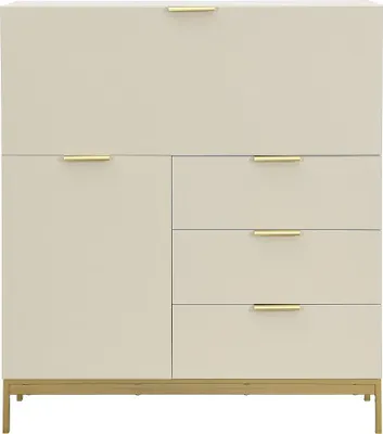 Produktbild von Sekretär mit 2 Türen & 3 Schubladen - MDF & Metall - Beige - ERWIN