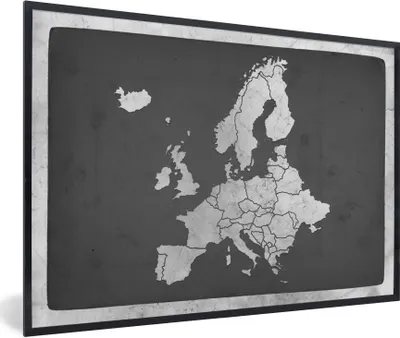 Produktbild von MuchoWow® Gerahmtes Poster Vintage Eurocard - schwarz und weiß 30x20 cm - Poster mit Schwarzem Bilderrahmen Wandposter Rahmen Foto Bilder - Kunstdruck - Bild-Poster