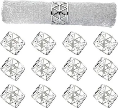 Produktbild von Silberne Serviettenringe 12 Stück Metall für Tischdeko