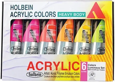 Imagen del producto de Silecomplaza, set de pinturas acrílicas luminosas para artistas, 6 unidades de 60 ml