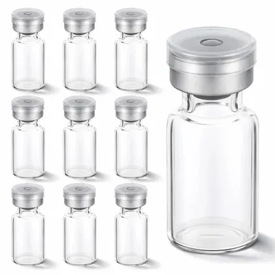 10 leere Glasfläschchen 2 ml, versiegelt, transparent