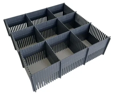 Lade-Organizer, Set mit 8 Steckplatten, 33 x 10 cm, M, Grau