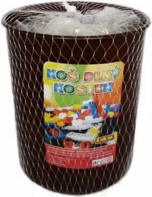 Imagen del producto de Kit de construcción Cheva Koš, lleno de cubos de plástico, 2 kg, en una caja de plástico con una red