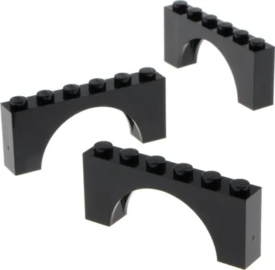 Produktbild von 3x Lego Bogenstein 1x6x2 schwarz Bögen rund Bogen Brücke Tor 330726 3307