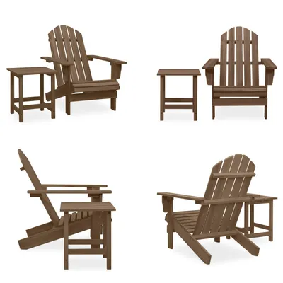 Imagen del producto de vidaXL Silla Adirondack de jardín con mesa, madera maciza de abeto, color marrón - Silla de jardín - Sillas de jardín - Sillón de jardín - Silla para exteriores