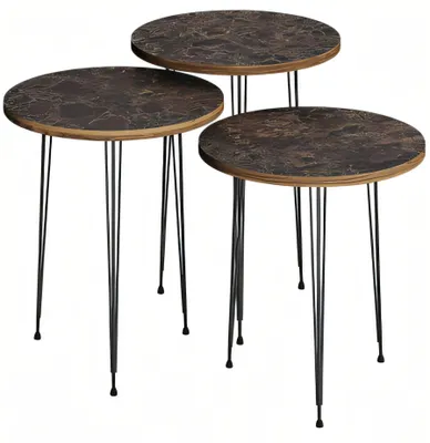Zdjęcie produktu dla Elegancki brązowy stolik kawowy wykonany z drewna i metalu
