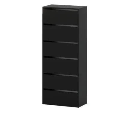 Produktbild von STIV Möbel | Schuhschrank 3-teilig mit Klappen | Schwarz Matt | 60x36x150 cm | modular erweiterbar | modern & platzsparend