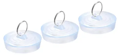 Productafbeelding van Afvoerstoppen van rubber - 3 stuks - Met haak - Transparant - 53-55 mm