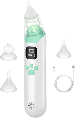 Produktbild von Baby Nasensauger elektrisch, Baby Nasensauger mit 3 Silikondüsen und 3 Saugstufen, wiederaufladbarer Nasensauger für Neugeborene, entspannte Musik