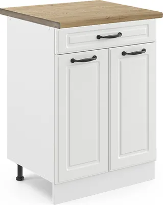 Produktbild von Küchenunterschrank Vicco R-Line Weiß Landhaus 60 cm mit Schublade, AP Eiche, Model 46363