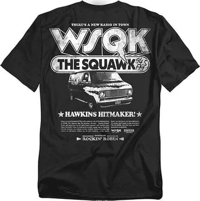 Obrázek produktu pro Tričko Stranger Things pro muže, 5. řada – Hawkins Hitmaker WSQK, černé, velikost L