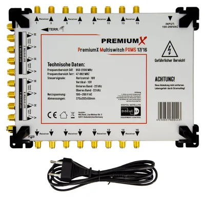 Zdjęcie produktu dla Multiswitch PremiumX PXMS 17/16 z zasilaczem Multiswitch 4 SAT dla 16 abonentów