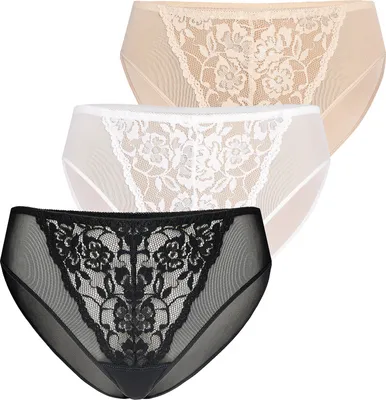 Produktbild von Teyli 3er Pack: Mesh Slip mit floraler Spitze Glamour Female 312-3_bl-wh-be mehrfarbig 3XL