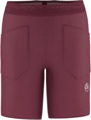Bordeauxfarbene Shorts von La Sportiva mit zwei Taschen; geeignet für Herren.