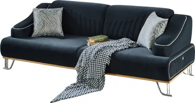 Produktbild von Villa Möbel Sofa Kaiser Anthrazit 3-Sitzer Relax- und Bettfunktion, pflegeleichter Mikrofaser Samtstoff, inkl. Kissen