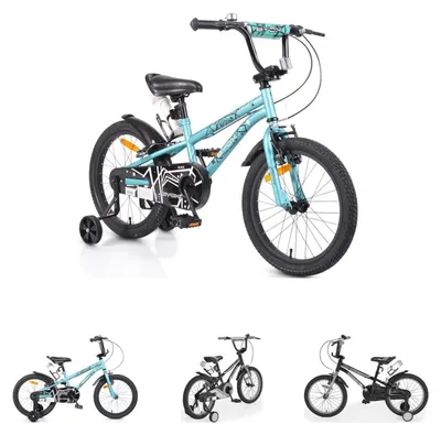 Produktbild von Byox Kinderfahrrad 18 Zoll Pixi, Klingel, Reflektoren, Stützräder, ab 5 Jahre türkis