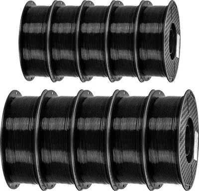Obrázek produktu pro PLA filament, pro 3D tiskárny, průměr 1,75 mm, role 1 kg, 10 kg PETG černá