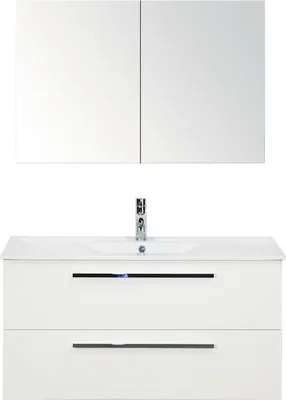 Produktbild von Sanox Badmöbel-Set Seville BxHxT 101 x 170 x 46 cm Frontfarbe weiß mit Waschtisch Keramik weiß, Waschtischunterschrank u