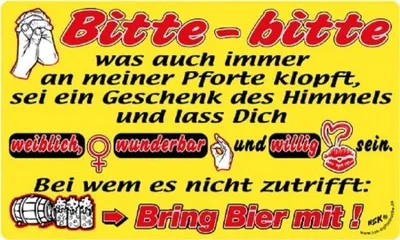 Produktbild von Spaß-Schild - Bitte bitte....bring Bier mit - 309208 - 25cm x 15cm