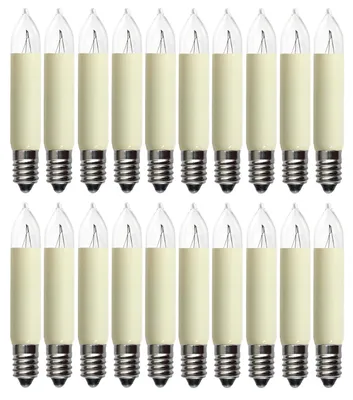 Produktbild von 20 Stück Kleinschaftkerzen 14V 3W E10 Ersatzlämpchen für Weihnachtsbeleuchtung Lichterkette Schwibbogen Weihnachten