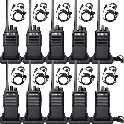 Obrázek produktu pro Retevis RT617 Vysílačky, vysílačka s náhlavní soupravou, bez licence PMR446, 16 kanálů, CTCSS/DCS, VOX, dvoucestná rádiová souprava s nabíjecím kolébkou USB pro školy, staveniště, supermarket, zabezpečení (5 párů)