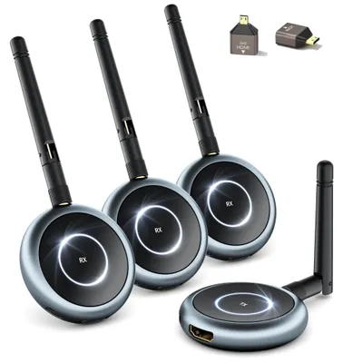 Immagine prodotto di Trasmettitore HDMI wireless con 3 ricevitori, portata di 50 metri (165 piedi), risoluzione 1080P a 60Hz, per la connessione a più schermi