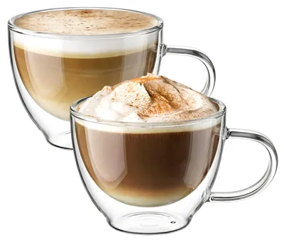 Image de Tasses à café à double paroi en verre borosilicaté, lot de 2