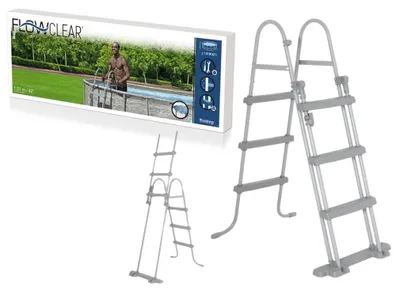 Obrázok produktu pre Bestway 58330 / 24, Rebrík, Šedá, Kov, 150 kg, 3 krokov, 107 cm