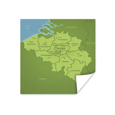 Obrázok produktu pre MuchoWow® Plagát - Ilustrácia Belgicka s jeho provinciami - 100x100
