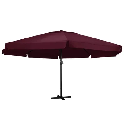 Image de Parasol de jardin et mât en aluminium 600 cm rouge bordeaux