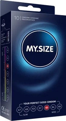 Produktbild von MY.SIZE 05450179, Männliches Kondom, Transparent, Latex, ISO 4074: 2002, CE0197, 60 mm, 193 mm