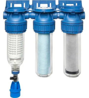 Produktbild von Triplex Filterstation BWT PURESKY, 50 µm Rückspülfilter, ARCTIC 20 µm, PUREBLOCK 10 µm, für Regenwasser, Brunnenwasser