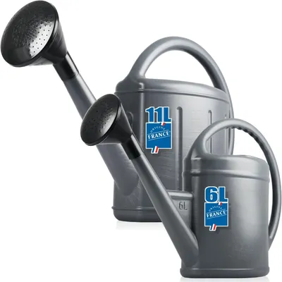 Produktbild von Gießkanne Set 11 + 6 Liter mit Brausen zur Bewässerung von Pflanzen Blumen Garten Grau Kanne aus stabilem Kunststoff Gartengießkanne