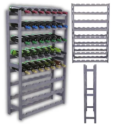 Produktbild von MODO24 Weinregal 56 Flaschen, Flaschenregal, Weinschrank, Weinständer, Getränkeregal, Kellerregal, Massivholz, 118x72x25 cm, Grau, RW1