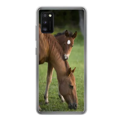 Produktbild von MuchoWow® Handyhülle Schutzhülle Hülle für Samsung Galaxy A41 Pferde - Gras - Porträt Silikon Softcase Handy Hülle - Mobiltelefon