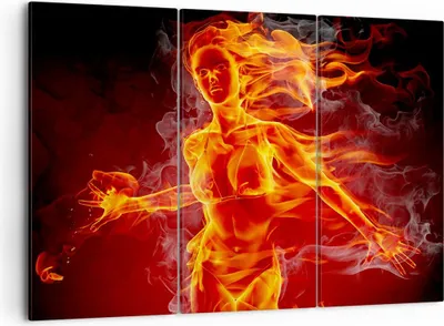 Produktbild von Bild auf Leinwand - Leinwandbild - Frau Flammen Illustration - 105x70cm - Wand Bild - Wanddeko - Leinwanddruck - Bilder - Kunstdruck - Wanddekoration - Leinwand bilder - Wandkunst - CE105x70-0222
