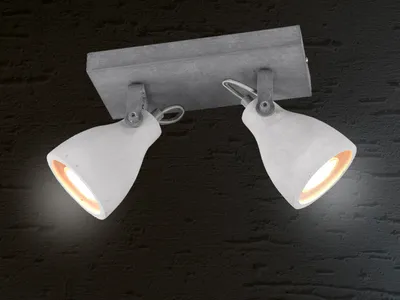 Produktbild von Trio Leuchten Modern Industrieller Spot / Spotlight / Deckenspot / Deckenstrahler / Strahler / Lampe / Leuchte Beton 2-flammig-Lichter - Creto / Innenbeleuchtung / Wohnzimmerlampe / Schlafzimmer / Küc