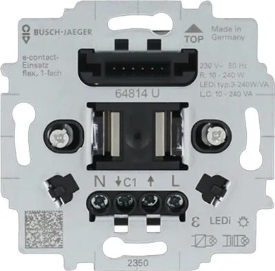 Produktbild von Busch-Jaeger e-contact-Einsatz flex, 1-fach 230 Volt Busch-Jaeger 64814 U, 1 Stk.