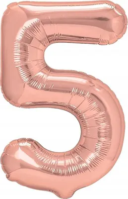 Image de Ballon en plastique nombre FIVE 5 or rose, 100 cm
