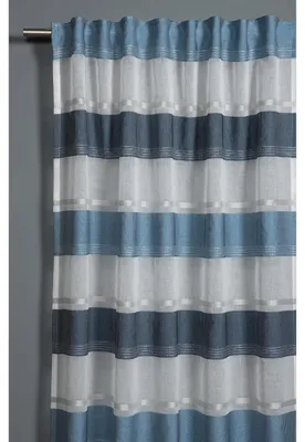 Etamine-Gardine, transparent, weiß/blau, 140x245 cm